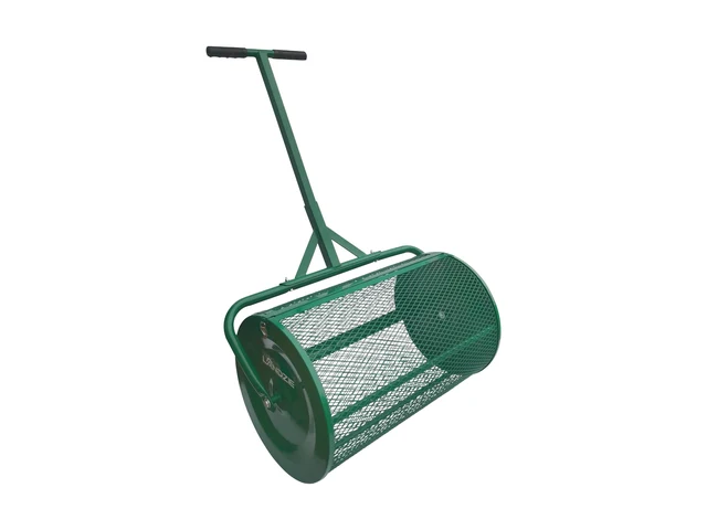 Landzie 24-Inch Compost & Peat Moss Roller Spreader (Steel Diamond Mesh Topdressing Drum)